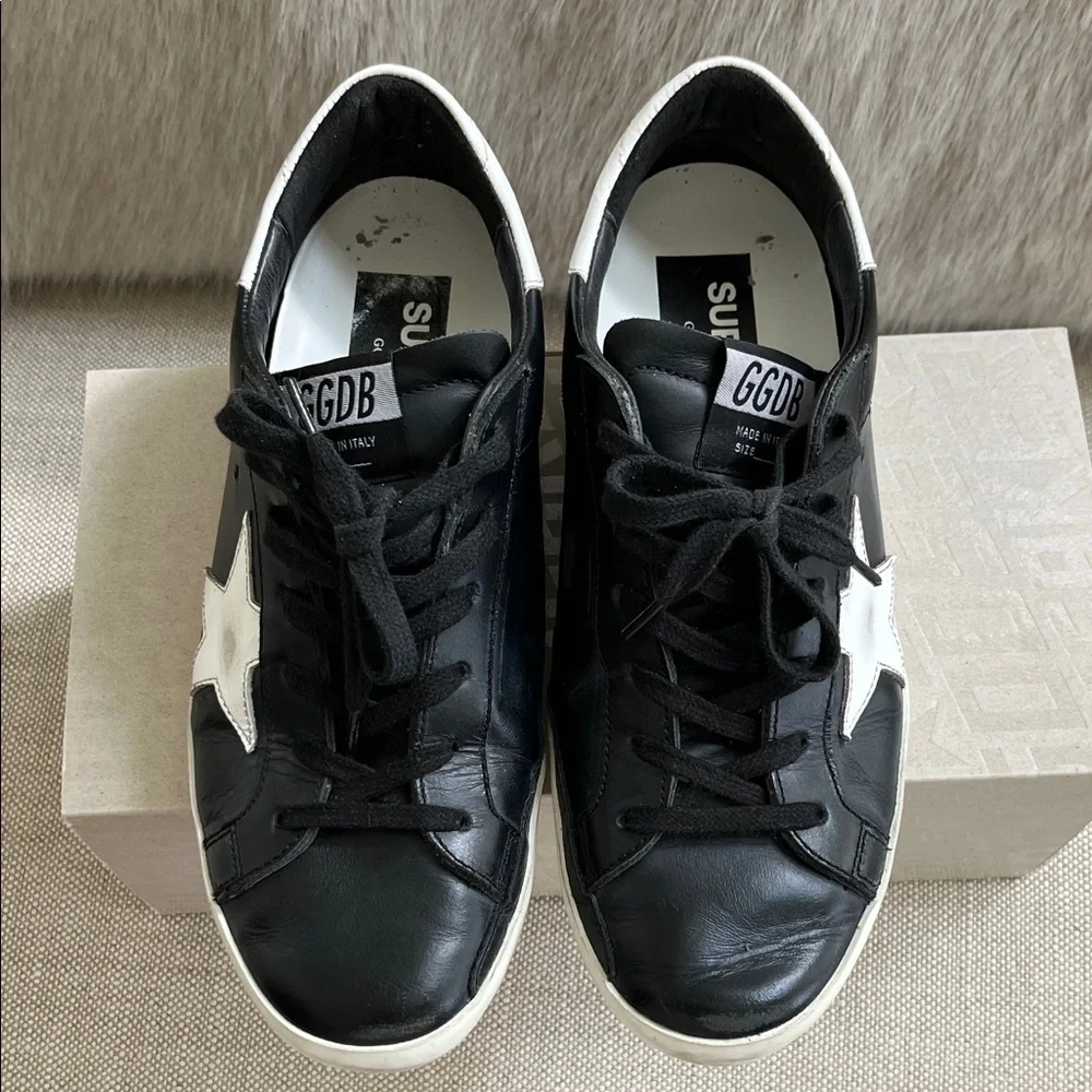 Golden Goose Black and White Leather Sneakers - Picture 5 of 6